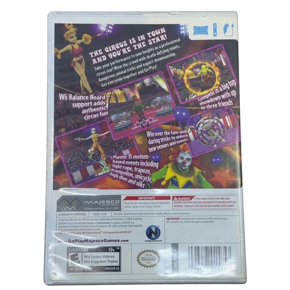 Go Play Circus Star Nintendo Wii Game Complete with Manual Majesco RVL-R3JE-USA